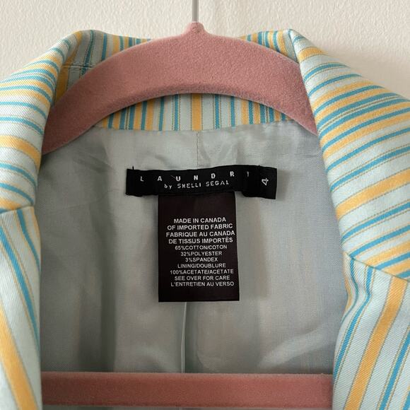 Laundry By Shelli Segal Pastel Striped Cotton Blend Blazer Size 4 - Picture 5 of 8